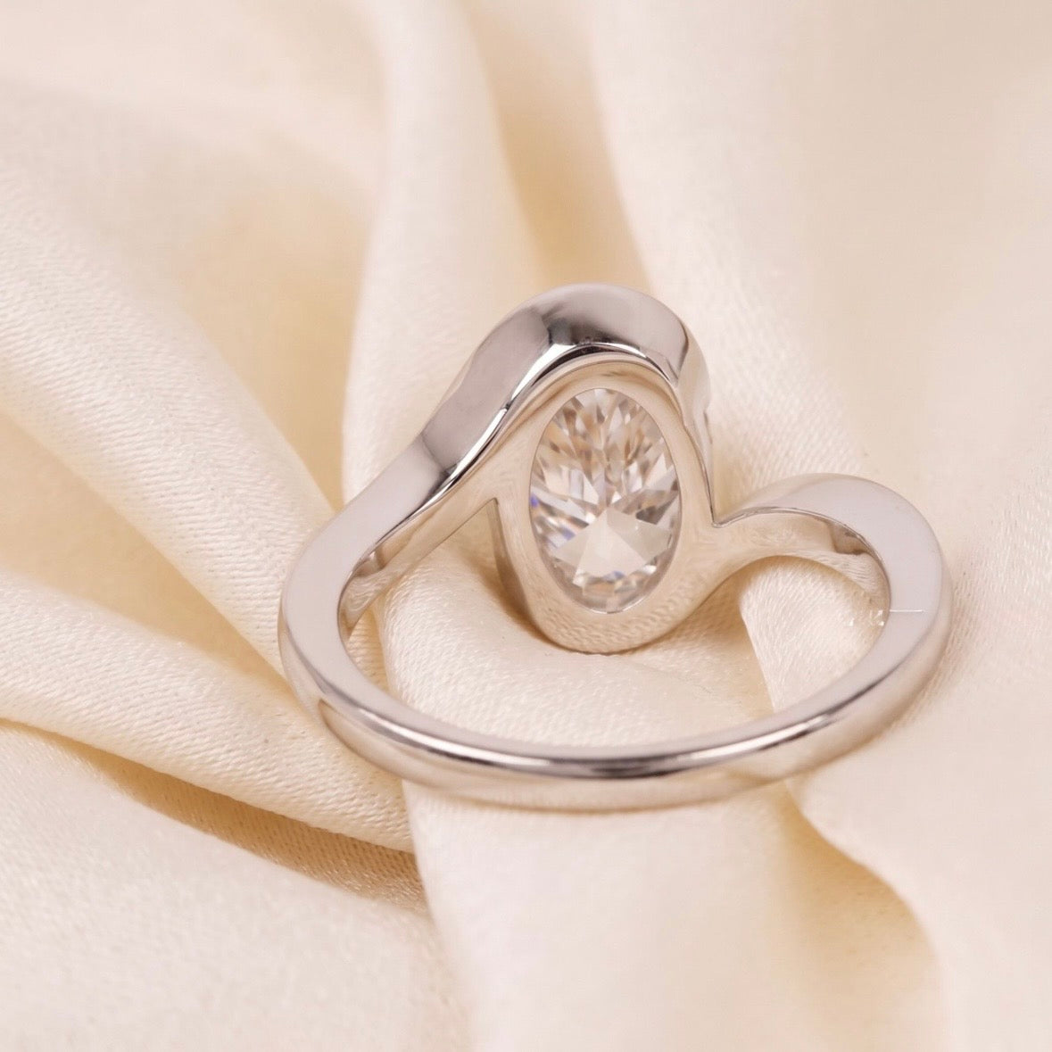 Modern Bypass Solitaire Ring in White Gold | Minimalist Open Wrap Engagement Ring