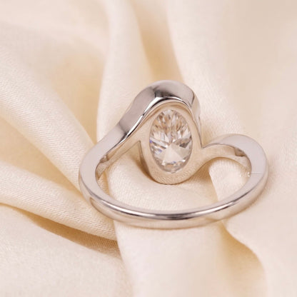 Modern Bypass Solitaire Ring in White Gold | Minimalist Open Wrap Engagement Ring
