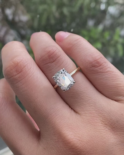 2 Carat Elongated Cushion Cut Lab Grown Diamond Ring, Solitaire Engagement Ring, 14K Gold Minimalist Cushion Diamond Ring, Elegant Bridal Ring