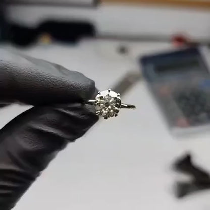 1.30 Carat Round Cut Lab Grown Diamond Ring, Solitaire Engagement Ring, 14K Gold Claw Prong Diamond Ring, Minimalist Bridal Ring, Gift for Her