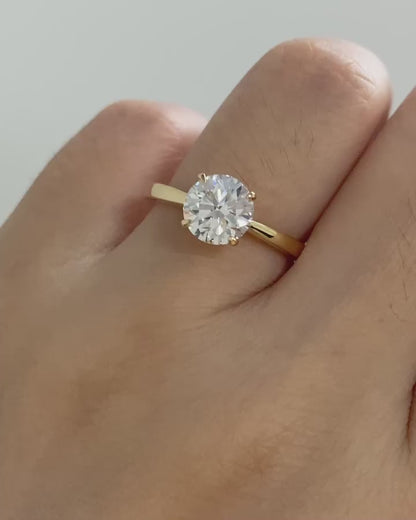 1.42 CT Round Cut Lab Grown Diamond Engagement Ring, Classic Solitaire Ring, Minimal Gold Ring, Timeless Bridal Gift, Round Diamond Wedding Ring